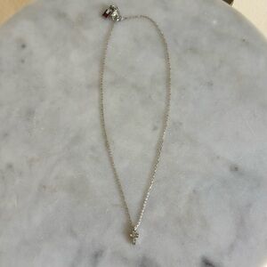 Tommy Hilfiger Cross Silver Tone Necklace w/ Rhinestones 7.5in long